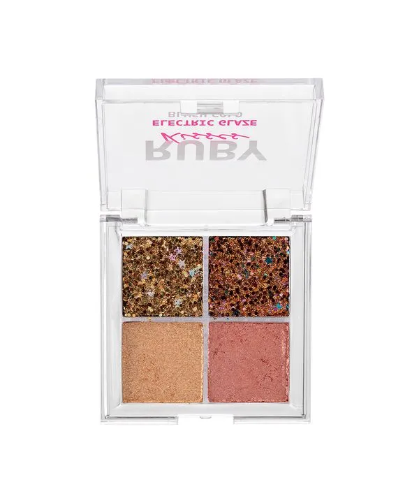 paleta ruby kisses de sombras glitter electric glaze blush gold colorida UNICO