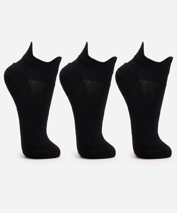 kit de 3 meias cano curto de poliamida preto 34-39
