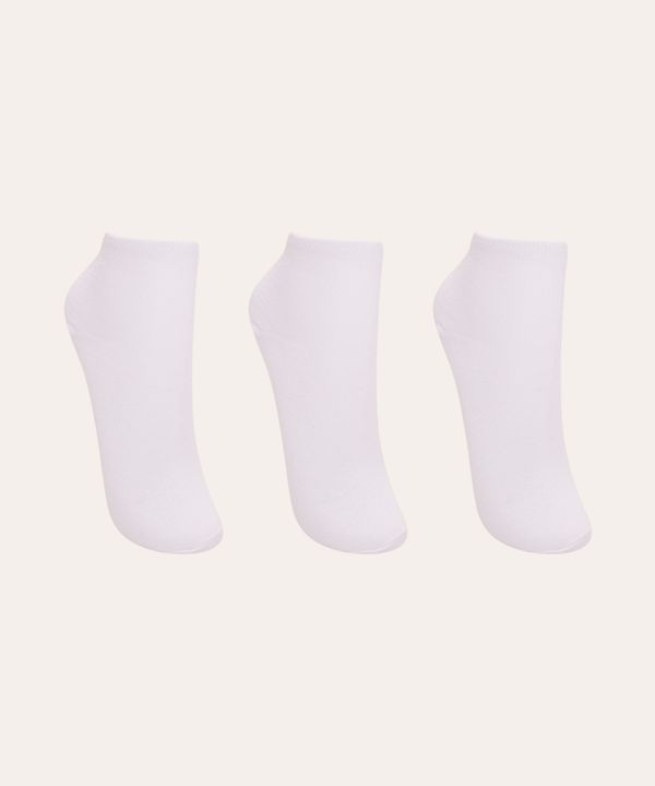 kit de 3 meias infantis cano médio branco 14-17