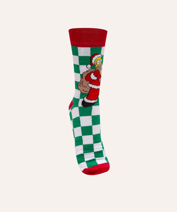 meia cano alto homer simpson natal branco 37-40