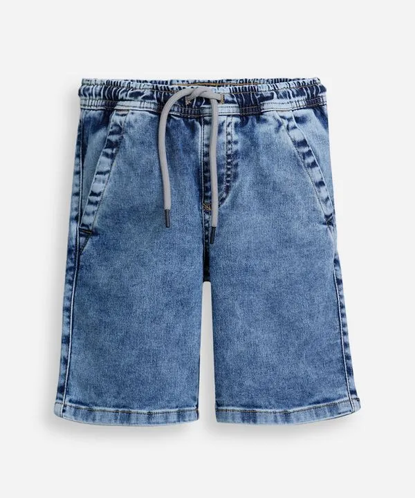 bermuda jeans infantil cós com elástico azul 8