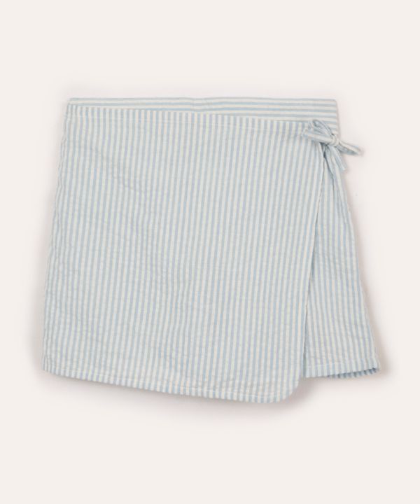 short saia infantil de algodão listrado azul 8