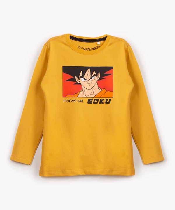 camiseta de algodão infantil dragon ball manga longa amarelo 4
