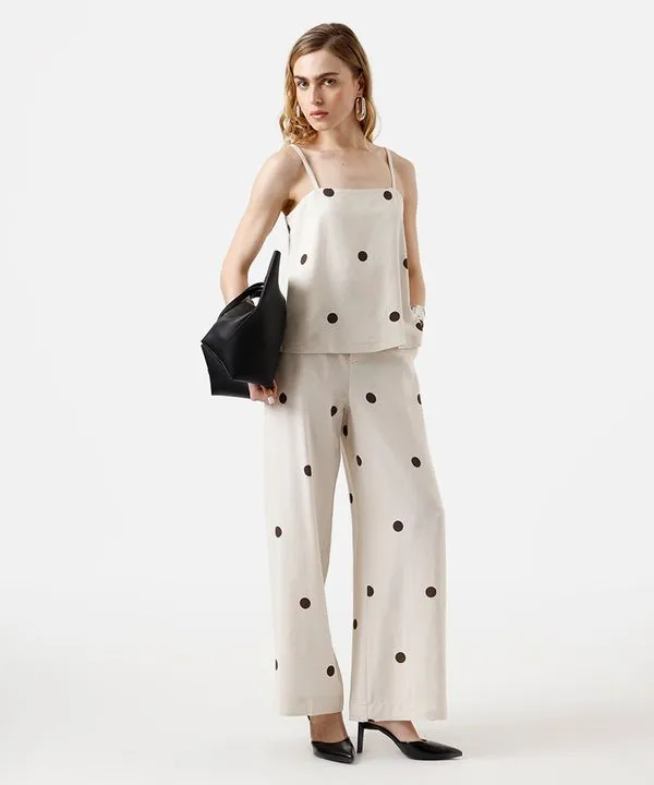 calça wide leg feminina com linho poá - areia 36
