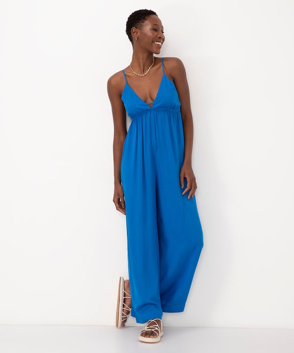 macacão de viscose alça fina azul escuro PP