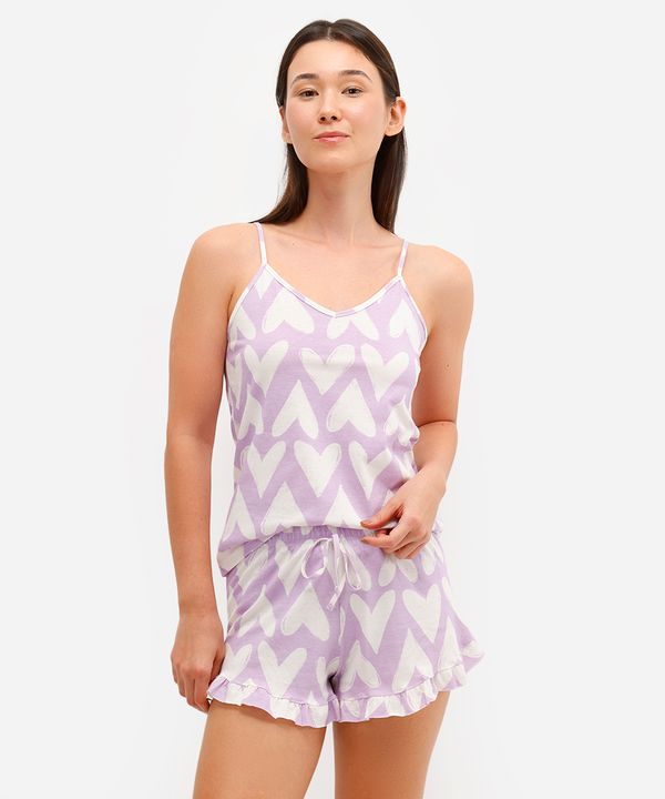 short doll de algodão corações lilás G