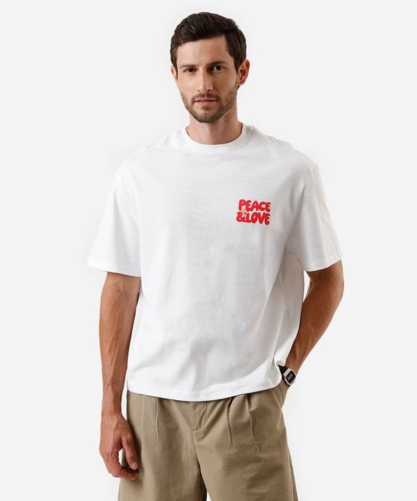 camiseta box fit masculina de algodão peanuts off white P