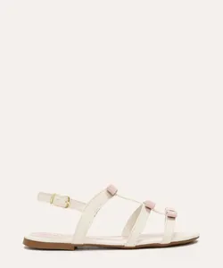 sandália infantil verniz com laços off white 31