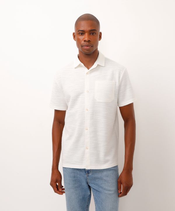 camisa masculina manga curta texturizada off white G