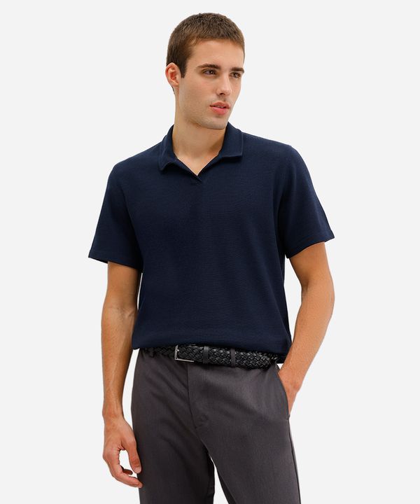 polo comfort texturizada azul P
