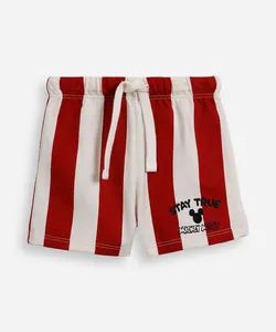 bermuda infantil de algodão mickey listrada vermelho 5