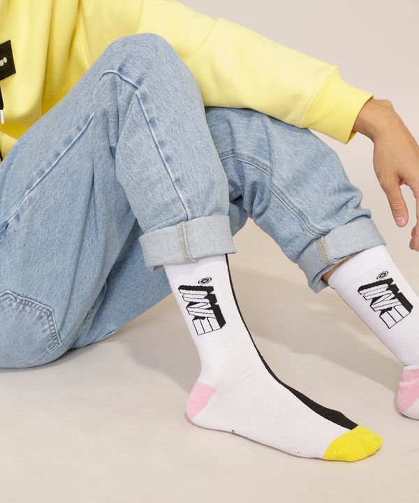 Meia Juvenil Cano Alto Bicolor Baw Clothing Multicor 30-33