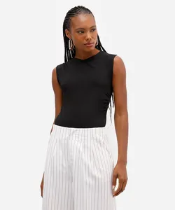 body feminino de poliamida franzido preto M