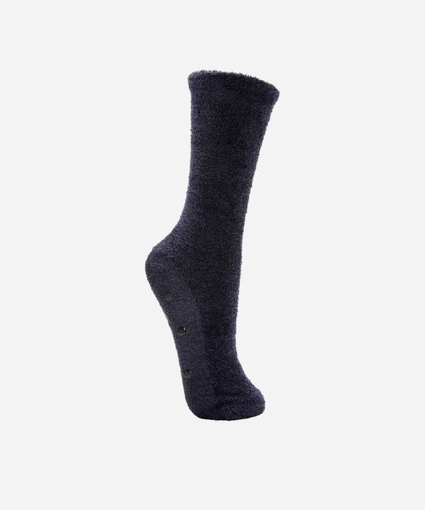 meia feminina de chenille cano alto com antiderrapante azul 34-39