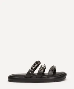 rasteirinha flatform com tachas e correntes oneself preta 39