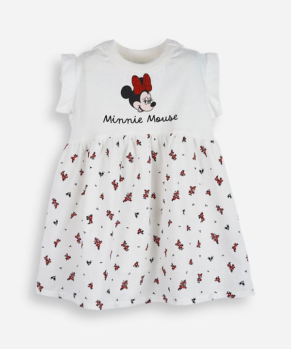 vestido evasê infantil de algodão minnie off white 3