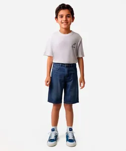 bermuda jeans juvenil com bolso azul médio azul 10