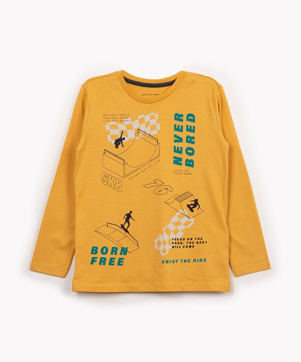 camiseta de algodão skater manga longa amarela 4