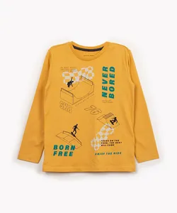 camiseta de algodão skater manga longa amarela 12