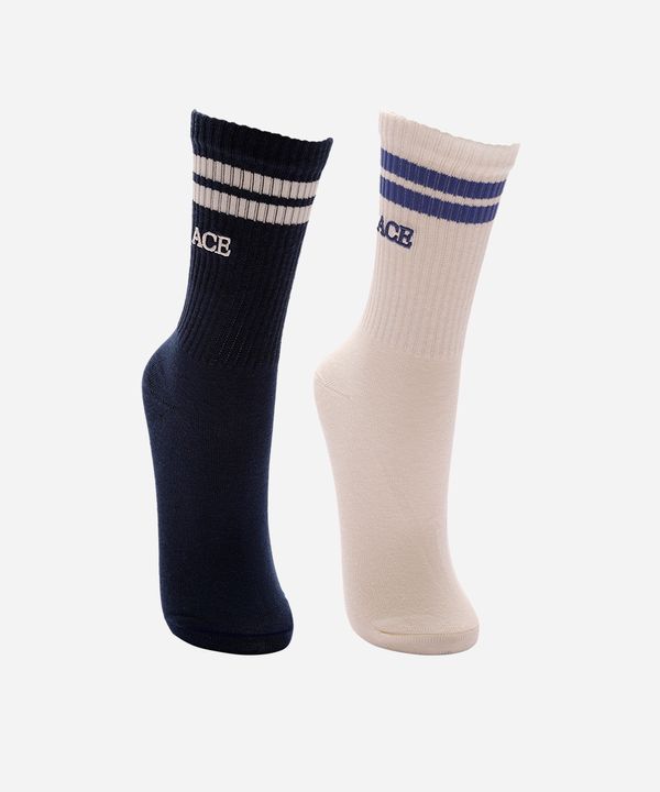 kit de 2 meias cano longo esportivas azul 34-39
