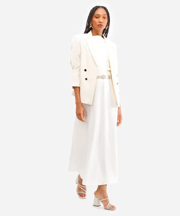 saia midi feminina com cinto off white 44