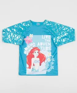 Blusa de Praia Infantil Ariel Manga Longa com Proteção UV50+ Verde Água 6