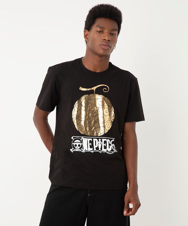 camiseta de algodão one piece preta G