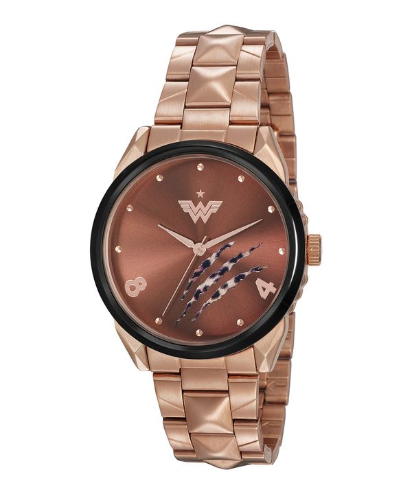 Kit de Relógio Analógico Warner Bros Mulher Maravilha + Pulseira - 32185LPMGRE1 Rosê Único