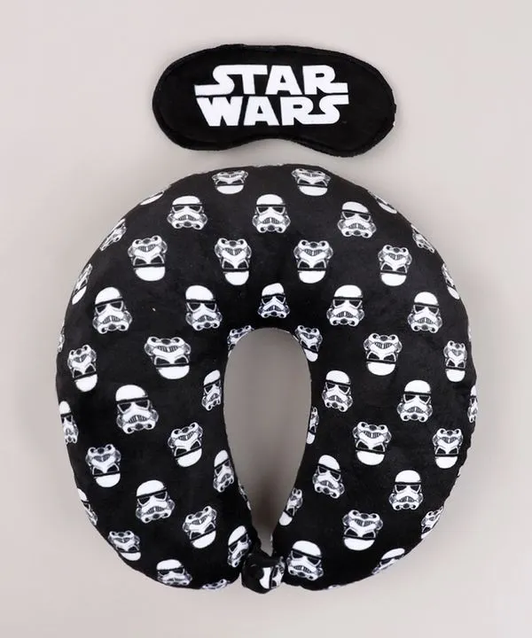 Kit de Apoio de Pescoço Star Wars Estampado + Tapa Olho Preto Único