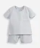 conjunto curto infantil de algodão texturizado azul 5