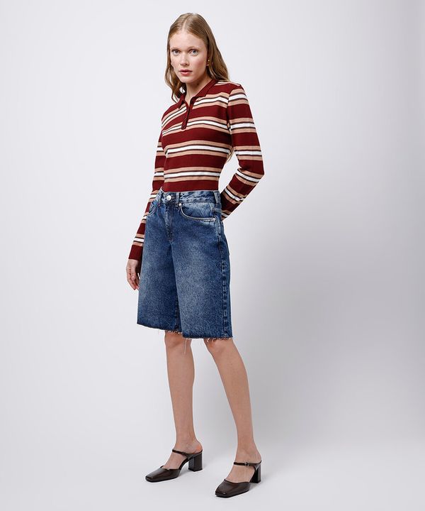 bermuda feminina jeans barra a fio mindset azul 36