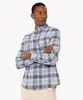 camisa de algodão comfort xadrez manga longa azul claro P