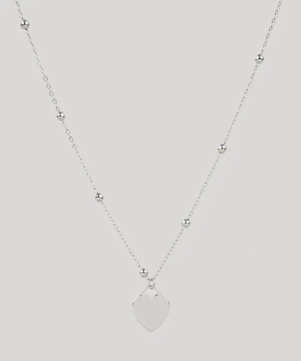 Colar Feminino com Pingente de Coração Folheado Prateado Único
