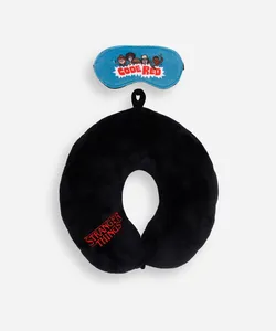 apoio de pescoço com máscara de dormir stranger things preto UNICO