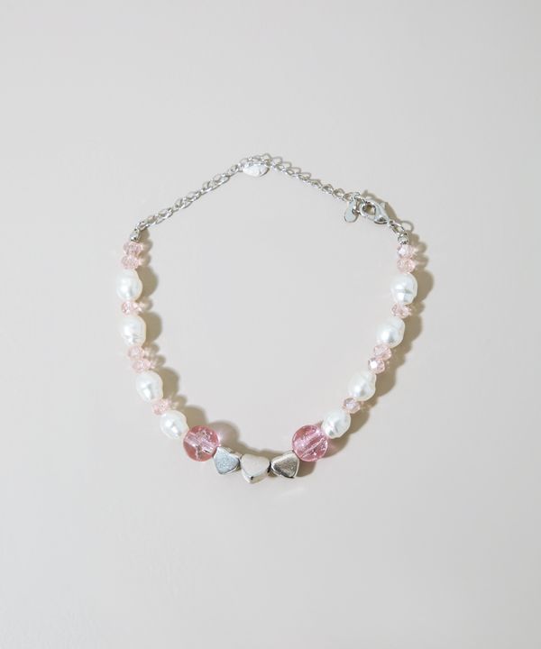Pulseira Feminina de Miçangas e Pérolas Prateada Único