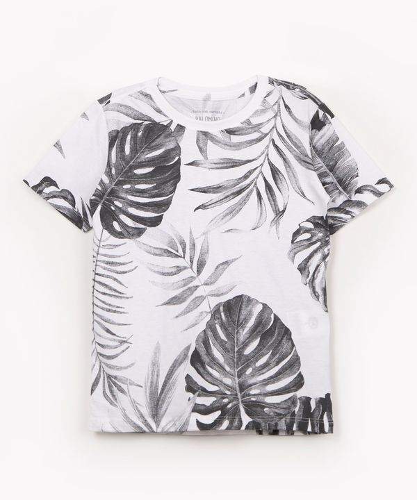 camiseta infantil folhagem manga curta off white 4