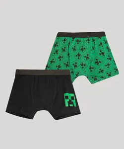 kit de 2 cuecas boxer infantil estampada minecraft multicor 12