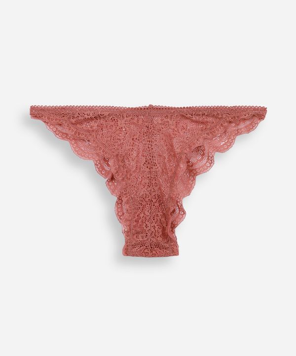 calcinha biquíni feminina de renda floral rosa P