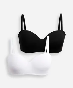 kit de 2 sutiãs femininos meia taça alça removível colorido 46