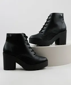 Bota Coturno Feminina Via Uno Cano Curto Salto Alto Grosso Preta 39
