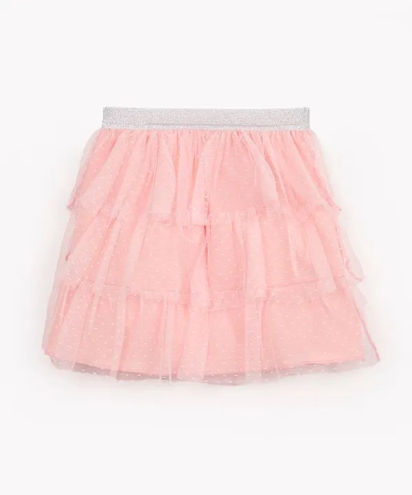saia infantil de tule com babados rosa claro 6