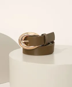 Cinto Feminino Médio com Fivela Oval Verde Militar 90CM