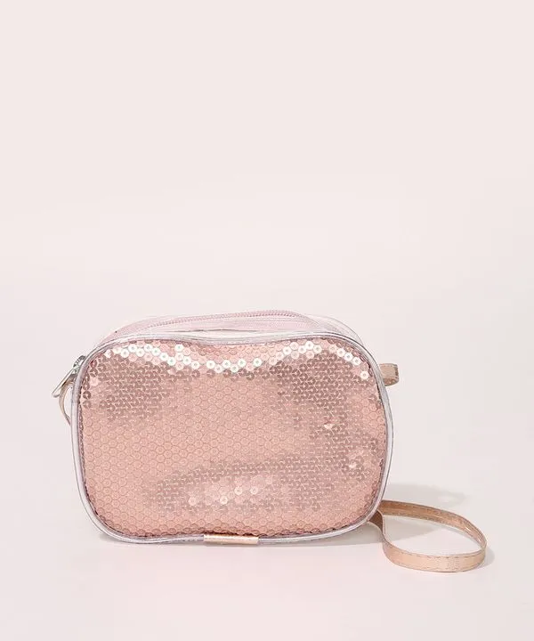 Bolsa Infantil Com Paetê Alça Fina Dourada Único