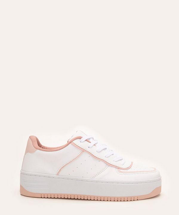 tênis casual cano baixo com recortes branco 34