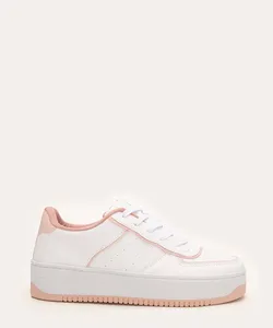 tênis casual cano baixo com recortes branco 40