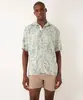 camisa de viscose floral manga curta verde GG