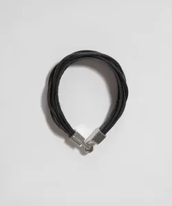 Pulseira Masculina com Tiras Entrelaçadas Preta Único
