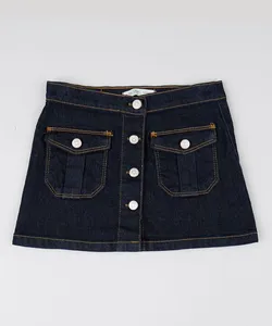 Saia Infantil Jeans com Bolsos Azul Escuro 8