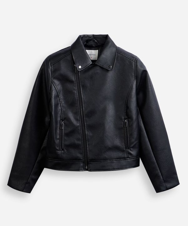 jaqueta infantil biker de poliuretano manga longa preto 16