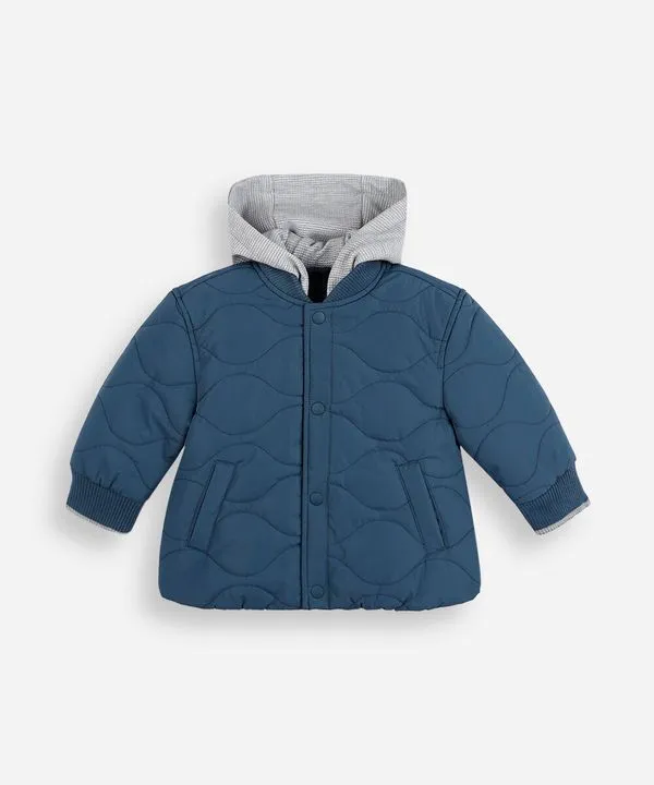 jaqueta puffer infantil com capuz azul 2